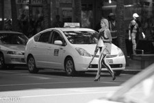 Queen Street Auckland city, black and white photo by Mike Wheelton